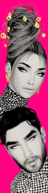 Free vampire bookmark featuring one vampire posed above another